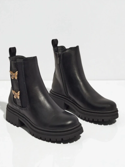 Öko-Leder Damenstiefeletten mit Schmetterlingen Bravelle