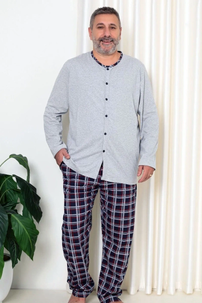 Royalfashion Herren Baumwoll-Pyjamas im karrierten Muster XXL