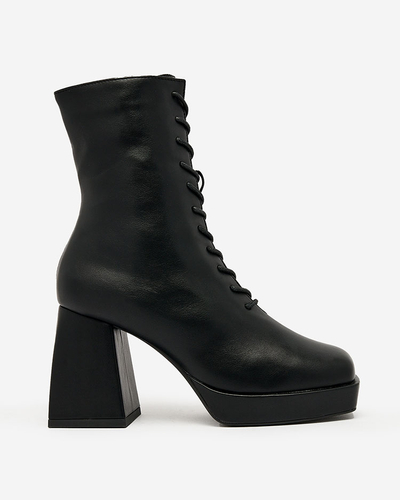 Royalfashion Schwarze Damen-Schnürstiefel Eoleore