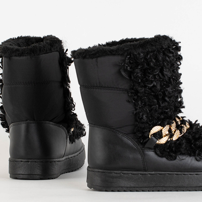 Schwarze Damen-Schneestiefel mit dekorativem Port-Shoes-Obermaterial