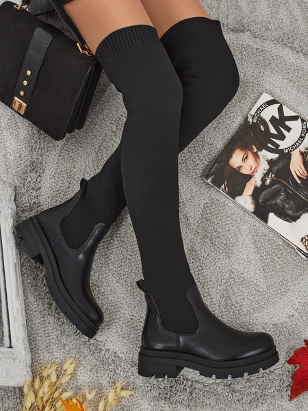 Lange Damen Schlupf-Overknee-Stiefel Orlina