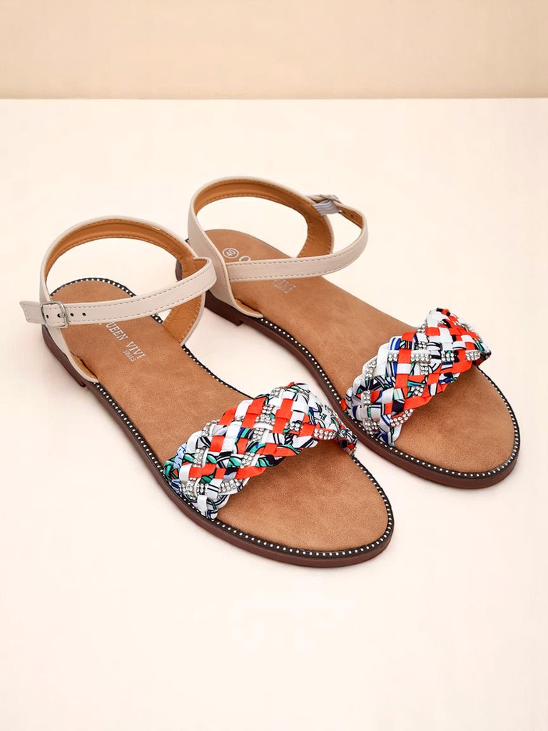 Royalfashion Damen Sandalen mit flacher Sohle ColorStrap