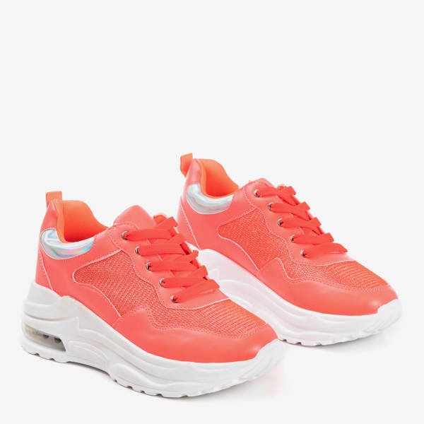 Neonorange Damen-Sportschuhe mit holografischen Piules-Einsätzen - Schuhe 1