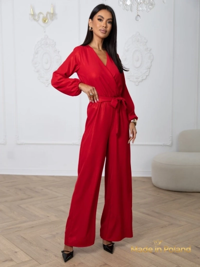 Glänzender Damen-Overall mit Wickelausschnitt Milla