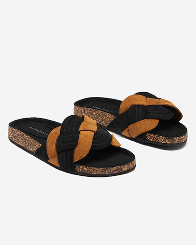 Damen-Flip-Flops aus Öko-Wildleder in Schwarz und Braun Zapri - Schuhe