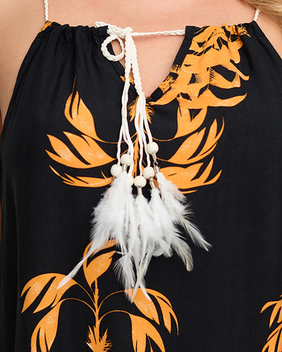 Schwarzes Sommerkleid mit Blumenmuster für Damen - Kleidung