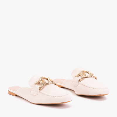 Cremefarbene Hausschuhe a'la Mokassins Gabbu-Schuhe