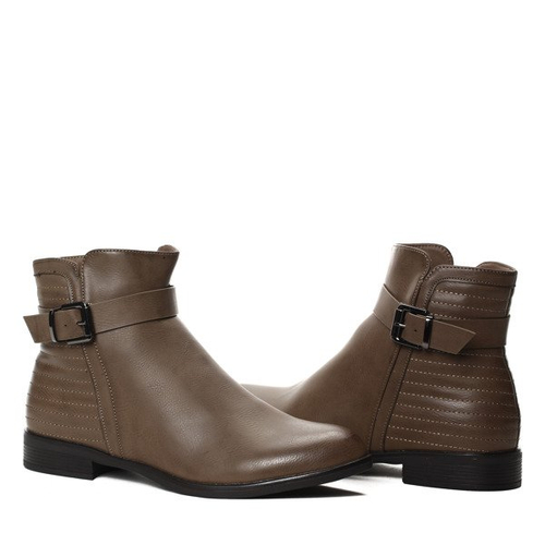 Botki z klamrą-kolor khaki - Obuwie