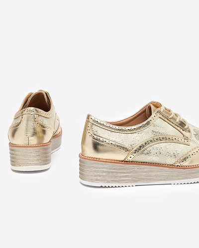 OUTLET Goldene Damenschuhe mit Einsätzen aus Schlangenleder Fin - Footwear