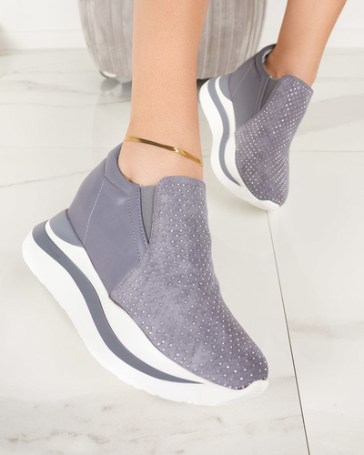 OUTLET Graue Damen-Sneaker mit verstecktem Keil Elema - Footwear