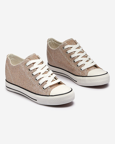 Goldene Damen-Sneakers auf einem versteckten Anker mit glänzendem Faden Seggat- Footwear