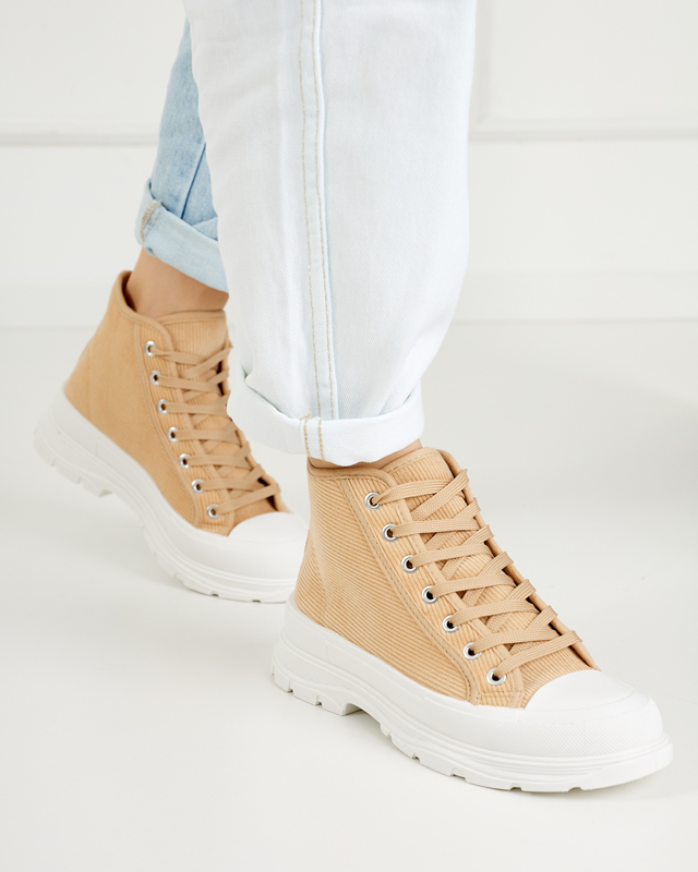 Beige gerippte Damen-Sneakers Somali - Footwear