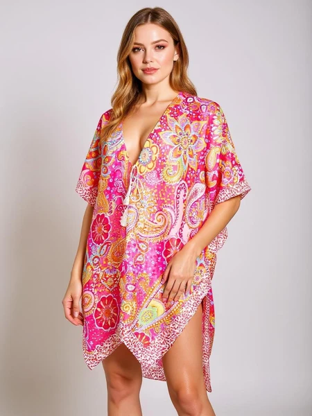 Sukienka Pareo Callista Royalfashion – Kolorowa, Zwiewna, Dekolt V, Uniwersalny