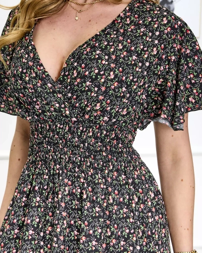 Florales schwarzes Damen Maxikleid Kleidung