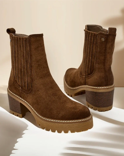 Royalfashion Eco-Wildleder Damen Stiefeletten auf einem Pfeiler Segiag