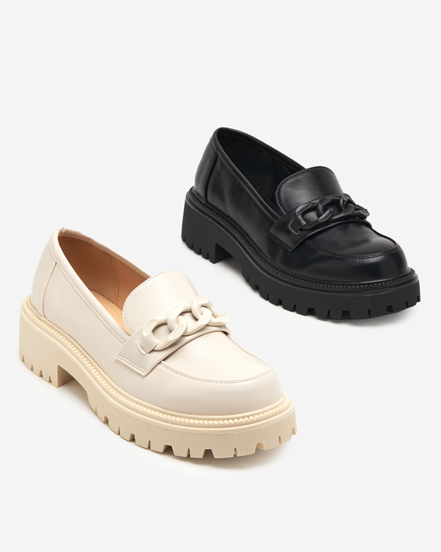 Beige Damenschuhe aus Öko-Leder mit Kette Konera - Schuhe