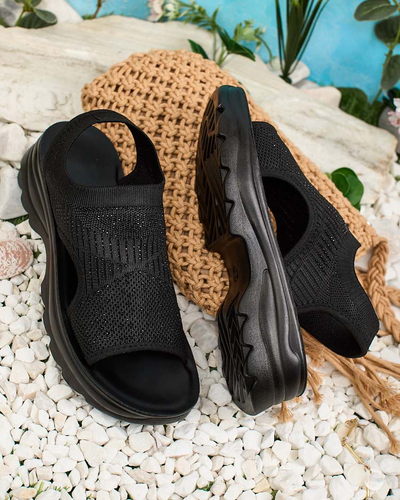 Royalfashion Damen Sandalen mit Schaft und Zirkonen Alebin