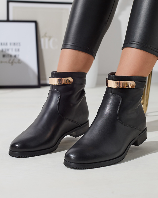 Damenstiefel mit Goldverzierung in Schwarz Hontes- Footwear