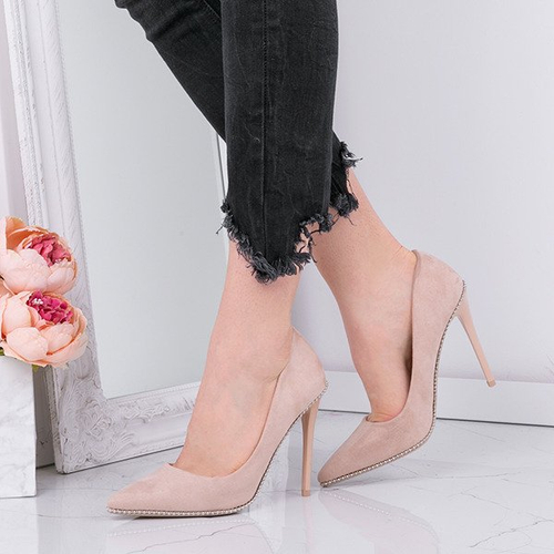 Бежеві таємничі туфлі на шпильці - Взуття