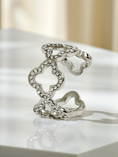 Ariadne Silverita Armband mit Kristallen – Silber, geometrisches Glamour-Muster