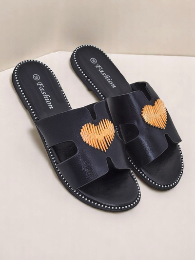 Royalfashion Жіночі шльопанці на плоскій підошві Heart Chic
