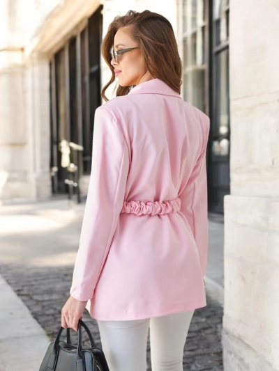 Royalfashion Damenblazer mit Gürtel und dekorativer Blume