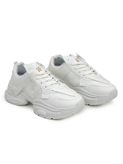 Damen weiße Sneakers Arete aus Öko-Leder, flacher Absatz, Frühlingskollektion