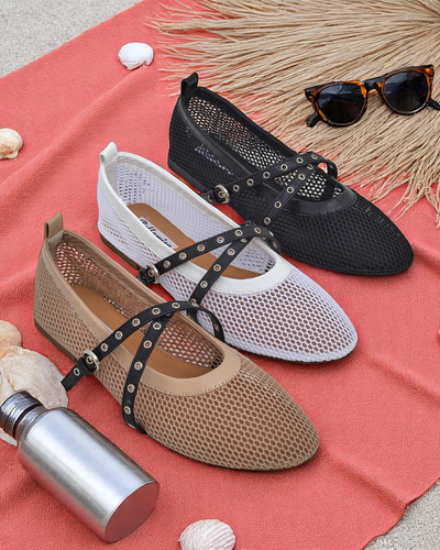 Royalfashion Arethusa Nero Ballerinas aus Mesh mit flachem Absatz