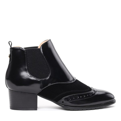 Retro schwarz lackierte Farinola Stiefel - Schuhe