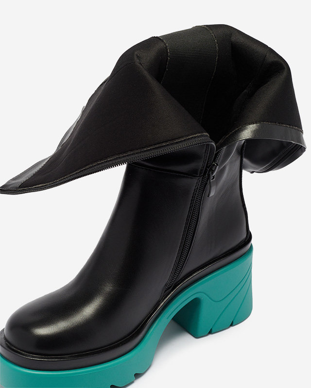 Schwarze Damenstiefel mit fester blauer Sohle Berisa - Footwear