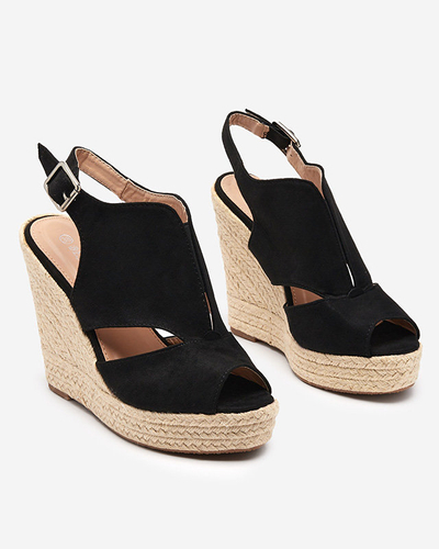 Keilsandalen aus schwarzem Öko-Wildleder für Damen Devof - Footwear
