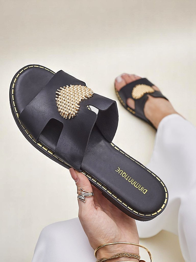 Royalfashion Damenflip-flops mit Herz Gold Herz