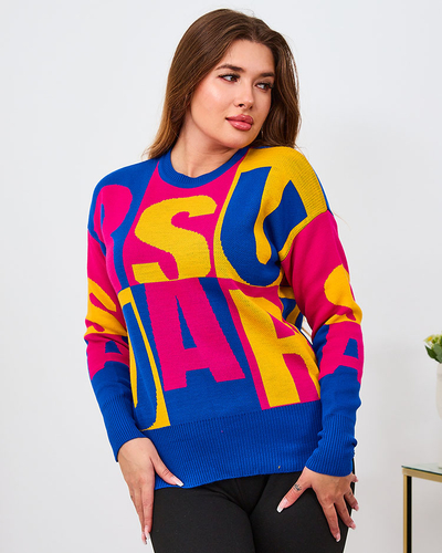 Royalfashion Brown and blue women's letter sweater