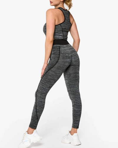 Graues Damen-Sport-Set mit schwarzen Einsätzen - Kleidung