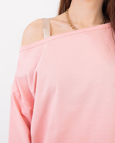 Set aus rosafarbener Bluse und Rock für Damen - Kleidung