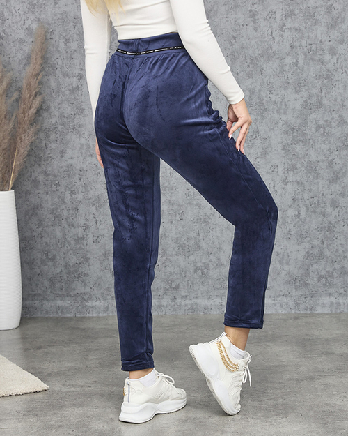 Жіночі темно-сині велюрові спортивні костюми PLUS SIZE - Одяг