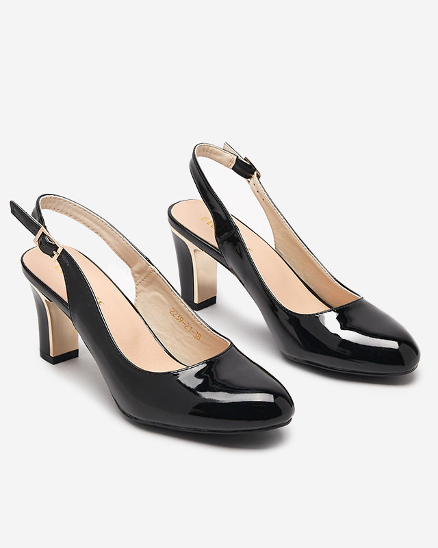 Lackierte Damensandalen auf einem Pfosten in schwarz Lafla - Schuhe