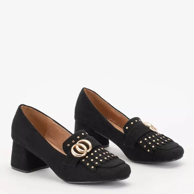 OUTLET Schwarze Pumps am Pfosten mit dekorativem Nell-Schuh-Obermaterial