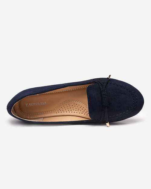 Жіночі темно-сині лофери з бантом Neruki - Взуття