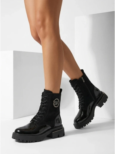 Botki Damskie eko skóra i eko zamsz Lalunes