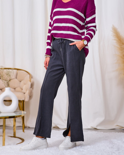 Royalfashion Dunkelgraue Cord Damen Stoffhose