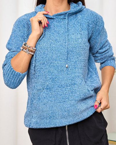 Royalfashion Blauer Damen-Sweatshirt-Pullover mit Tasche