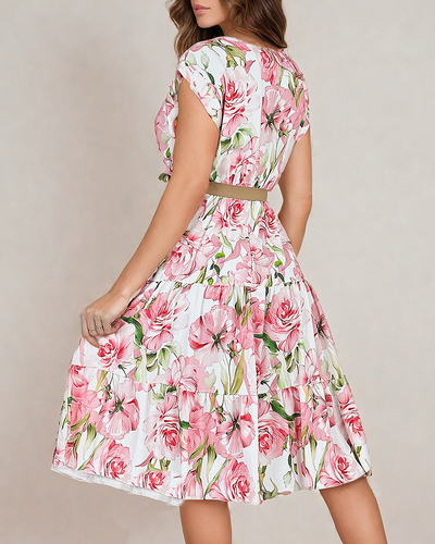 Royalfashion Damen Midikleid mit Blumenmuster