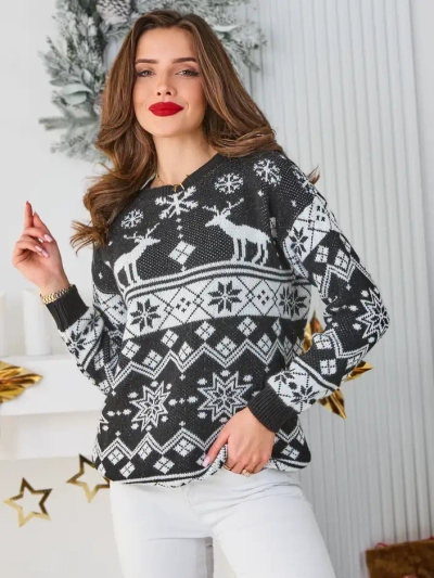 Royalfashion Damen Weihnachtspullover mit Weihnachtsmann