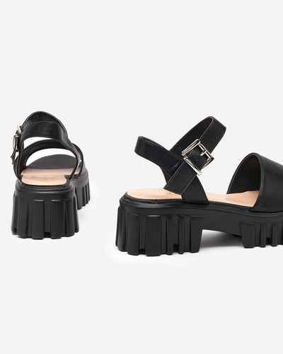 OUTLET Schwarze Damensandalen mit dickerer Sohle Nerile - Schuhe