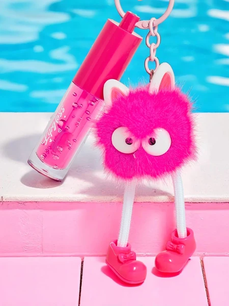 Lipgloss für Kinder mit einem flauschigen Monster Fuchsia