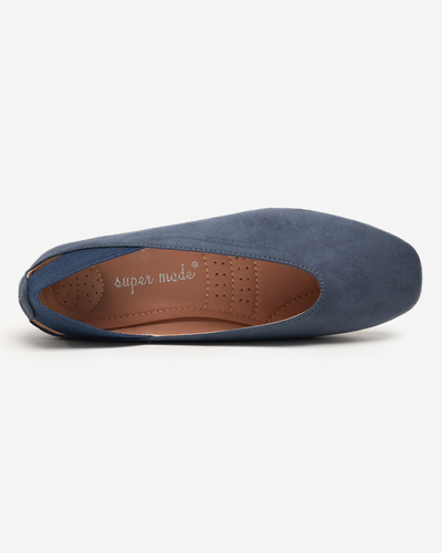 Marineblaue Damen-Ballerinas mit eckiger Kappe Lojara - Footwear