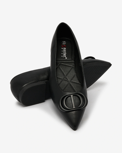 Royalfashion Schwarze Damen-Ballerinas mit spitzer Spitze und Verzierung auf der Nase Manixy