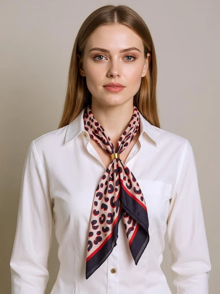 Apollonia – Damenhalstuch aus Polyester mit Leopardenmuster, beige-schwarz