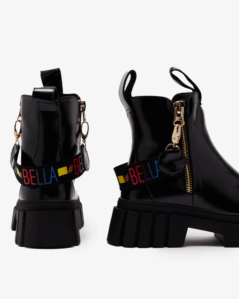 Royalfashion Schwarzer Damenstiefel aus Ökoleder Ceriop